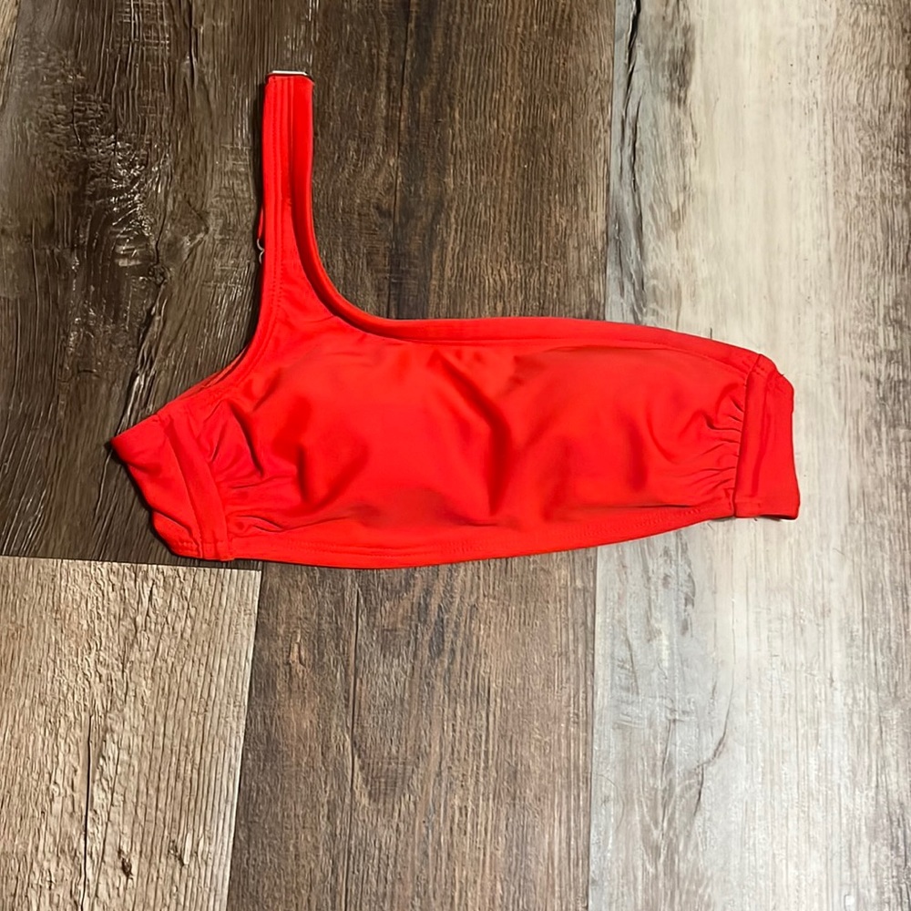 Super cute one shoulder red bathing suit top! Never worn!